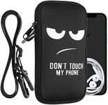 kwmobile Neoprene Phone Bag with Design XL - 6.7/6.8" - 6.7 x 3.3 inches (17.2 x 8.4 cm) Strap Holder - Don't Touch My Phone White/Black