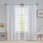 Home Brilliant White Voile Curtains, Sheer Curtains Window Treatment Set of 2 Net Curtains Drapes for Privacy, 96 inches Drop