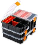 Andalus Storage Box With 18 Compartments - Small Hardware Parts Organizer Box - Made of Durable Plastic - Excellent for Screws Nuts and Bolts (4 Pcs Set (12.2 x 9.1 x 7 Inches))