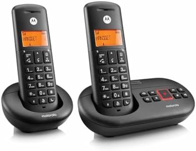 Motorola E212 Cordless Landline House Phone, Home Phone, Answer Machine, Nuisance Call Blocking, Do Not Disturb Button, Amber Backlit Display, Twin Handset Pack