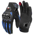 KEMIMOTO Motorcycle Gloves for Men, Touchscreen Riding Gloves with Shell, Anti-Slip for Motorbike, Dirtbike, Racing, Cycling, Dirt Bike, ATV, UTV, Motocross, Camping, Hiking (Blue,Large)