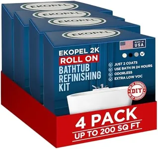 Ekopel Roll On Bathtub Refinishing Kit - Made in The USA - Most Durable Never Peel Tub Coating - 20X Thicker Than All Other Refinishing Kits (No Tools) - 4 Pack Up To 200 Sq Ft