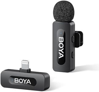BOYA by-V1 Wireless Microphones for iPhone iPad with MFi Certified Lightning Port, 100m Range, 9H Battery Life, Noise Reduce Mini Mic Clip on Lapel Microphone for Video Recroding/YouTube/TikTok