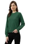 SANE ORIGINALS Womens Round Neck Fleece Sweatshirt in Regular Fit || Long Sleeve Plain Sweatshirt for Ladies || Warm Heavy GSM 100% Cotton Fleece Sweatshirt Bottle Green