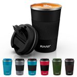 Tlater Travel Mug, Insulated Coffee Cup with Leakproof Lids Reusable Coffee Cups Travel Car Coffee Mug Double Walled Vacuum Stainless Steel for Hot and Iced Drinks (380ml) (Black 03)