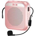 Portable Voice Amplifier for Teachers, 2200mAh Rechargeable Personal Amplifier Mic PA System Headset Microphone with Speaker for Teachers, Training, Meeting, Tour Guide, Yoga, Classroom (Rose)