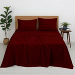 400 Thread Count 100% Egyptian Cotton Sheet Set - Twin Size Sheets Set - 12 inch Deep Pocket of Fitted Sheet - 8 Piece Sheet Set (Burgundy Solid)(2 Pack)