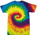 PLAIN (L - RAINBOW) NEW PREMIUM TIE DYE T SHIRT - Blank Novelty Boots Wellies Bestival Creamfields Global Gathering Reading the garden party glastonbury tickets Vintage retro top clothes Unisex Mens L