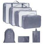 Pt vibes Packing Cubes Travel Organizer Set - Premium Packing Cubes for Luggage - Versatile Travel Organiser Bags for Luggage & Suitcase Organization (Gray)