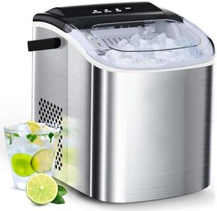 Joy Pebble Stainless Steel Ice Maker Countertop, 26Lbs/24H, 9 Cubes Ready in 6-8 Mins, Self-Cleaning Portable Ice Maker with Handle, for Home/Office/Bar (Silver)