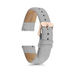 Women's Watch Bands, Women's Leather Watch Bands, 14mm, 18mm Easy Interchangeable Watch Band, Quick Release Pin, Rose Gold Buckle, Fits Many Brands (14mm, Textured Grey)