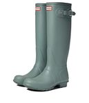 Hunter Original Tall Rain Boots for Women - Woven Nylon Lining with Buckle Closure, Cushioned Footbed, and Calendered OutsoleSweet Gale Green 8 M, Sweet Gale Green, 8