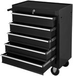 CuisinSmart Tool Chest,5 Drawers Multifunctional Tool Cart with Wheels,Metal Rolling Tool Cart Storage for Garage Workshop Warehouse Repair Shop,Black