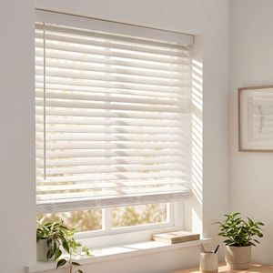 2" Cordless Real Wood Blinds 48"W x 72"H White Basswood for Indoor Windows