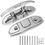 Marine Grade Boat Folding Cleat 6 inch 316 Stainless Steel, Heavy Duty Flip-up Dock Cleat with Back Plate and Installation Accessories(Pack of 2)