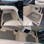 CAPEDELL 7D Car Floor Mats for All car Model (Audi Q5(2017-22), Beige with Golden(Beige Brown Grass), Faux Leather, 1, CUSTOMISED Product, HE2024)