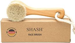 Since 1869 Hand Made in Germany - Sustainable Exfoliating Face Brush, Scrub Cleansing Brush, Exfoliates Skin to Help Reduce Flaking, Fine Lines, Supports Glowing Complexion (Soft Goat Bristle)