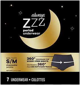 Always ZZZ Overnight Disposable Period Underwear for Women Size S/M, 360 Degrees Coverage, 7 Count, Black, One Size