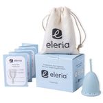 Eleria Menstrual Cup | Blue | 100% Medical Grade Silicone Period Cup - Beginner/Teen Friendly, Soft & Comfortable, Easy Insertion & Removal