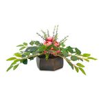 fancymart Artficial Flower Peony Arrangement in Wood Pot (Design-1)