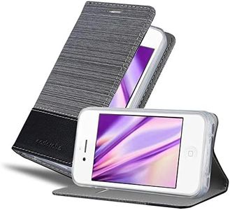 Cadorabo Custodia Libro per Apple iPhone 4 / iPhone 4S in GRIGIO NERO - con Vani di Carte, Funzione Stand e Chiusura Magnetica - Portafoglio Cover Case Wallet Book Etui Protezione