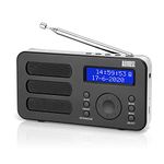 Portable Digital DAB Radio - August MB225 - DAB+/FM - RDS Function, 40 Presets, Stereo/Mono Portable Radio, Dual Alarm, Rechargeable Battery, Headphone Jack