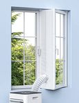 KGOGO Air Conditioner Window Kit, Portable Anti-Mosquito Waterproof Wind Resistant No Drilling Window Kit with Zip and Adhesive Fastener for Tumble Dryer and Hot Air Stop, 400cm/158 Inch