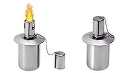 2 Pack Outdoor Decorative Lighting Stainless Steel Table top Torch Canister Torches for Outside Garden Torch Outdoor Torch Stand with Wicks and Covers Garden Patio Yard Holiday Lamp