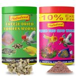 Hallofeed Bloodworms And Tubifex Worms Pellets For Fish, 10Gms And 12Gms, Combo Pack For All Life Stages, Pellet, Fish