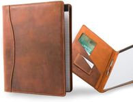 PEGAI Handmade 100% Leather Padfolio, Legal Pad Organizer for Business School Office Conference, Heavy Duty Full Grain Cow Hide Resume Interview Folio, Amazing Gift Idea | Marshall (Mahogany Brown)