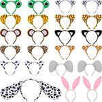 Chunyin 24 Pack Plush Animal Ear Headbands for Halloween Jungle Safari Party Favors Hair Hoop for Birthday Theme Cosplay