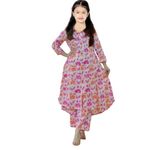 MIVASTRI Girls Cotton Blend Straight Kurta Pant Set | Girls Solid Dress Casual Printed Kurta and Pant | Kids' Salwar Suit (IN, Age, 10 Years, 11 Years, PINK)