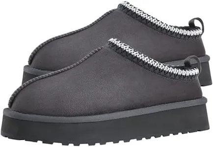 Forfoot Platform House Slippers, Platform Mini Boots Slippers for Women House Shoes Bedroom Slipper Women, Snow boot-Grey 6-7