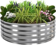 Utopia Home Galvanized Raised Garden Bed Kit Planter Box Large 4 ft Diameter Deep Raised Garden Beds Outdoor Metal Raised Bed for Gardening Vegetables Round 4ft (Pack of 1)