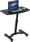 SHW Height Adjustable Mobile Laptop Stand Rolling Desk, Black