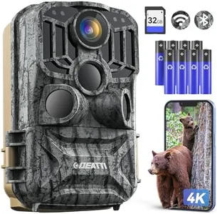 DEATTI Trail Camera 48MP 4K Game Camera with 8 Batteries 32G SD Card,WiFi Bluetooth Connection,Trail Cameras with Night Vison Motion Activated Waterproof for Wildlife Deer Outdoor 0.1s Trigger Time