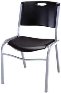 Lifetime 42830 Stacking Chair, Black with Silver Steel Frame, 4 Pack