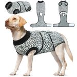 Kuoser Recovery Suit for Dogs After Surgery, Dog Surgery Leopard Printed Onesie, Post Spay, Neuter, Body Male and Female Dogs, Alternative Bandages Cone E-Collar Blue