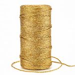 G2PLUS 100M Decorative Metallic String - 1.5mm Gold Twine String - Sparkle Bakers Thread Twine- Jewelry Thread Cord for DIY Crafts Gift Wrapping & Wedding Favors