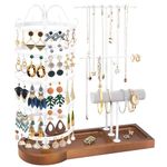 SMFANLIN Jewelry Organizer Stand, Metal Rotating Earring Holder Organizer, Multi-Functional Adjustable Necklace Rack Holder Bracelet Watch Holder for Jewelry Earrings Ring