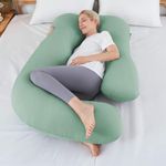 SASTTIE Cooling Pregnancy Pillow for Sleeping, 57'' U Shaped Full Body Pillow Pregnant Pillow, Green Maternity Pillow for Pregnant Women, Pregnancy Must Haves, Sage