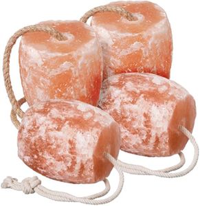 Himalayan Salt Lick 4-5 lbs | Pack of 4 | Licking Salt for Horses | Salt Lick Deer | Himalayan Licking Salt for Animals | Deer Salt Lick Block | Block Salt on Rope.