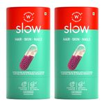 WELLBEING NUTRITION Slow Skin Hair & Nails Supplement For Men & Women|Skin Hair Nails Vitamin| Glutathione,Hyaluronic Acid,Biotin| Glowing Skin,Hair Growth & Strong Nails (60 Capsules),2 Count