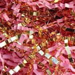 JHESAO 1LB Crinkle Cut Paper Shredded Paper for Gift Box Baskets Filler, Pink and Gold Crinkle Cut Paper Shred Filler Confetti for Packaging