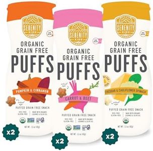 Serenity Kids 6+ Months Grain-Free Baby Puffs Snack - Baby & Toddler Snacks for 6+ Months - No Added Sugar & Gluten & Rice Free - BPA & Allergen Safe with Organic Cassava & Veggies - 1.5 Oz, 6 Pack
