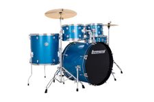 Ludwig Accent Drive Drum Kit for Beginner to Intermediate Drummers, 5-Piece Set includes 22" Bass Drum, Hi-Hats, Crash/Ride Cymbal and Throne - Blue Sparkle (LC19519DIR)