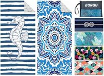 BonGu Beach Towel Sand Free 180x90cm 2 Pack with Travel Bag, Quick Dry Pool Towels Oversized Travel Towel Lightweight for Beach Party, Pool,Baths Large Towels (Seahorse & Baracoa)