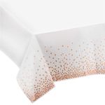 Mokani Disposable Plastic Tablecloths, 4 Pack Party Rectangle Table Cloths, Rosegold Dot Confetti Rectangular Table Covers for Picnic Weddings Birthday Parties Thanksgiving Christmas 54" x 108"