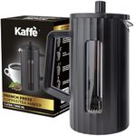 Kaffe French Press Coffee Maker (34oz / 1L) - Borosilicate Glass and BPA-Free Plastic Coffee Press - Matte Black - Lightweight Travel & Camping Coffee Maker