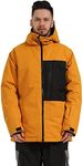 Men Ski Jacket Snow Coat Snowboard Winter Sports Insulated Warm Hooded Waterproof Windproof, Orange, X-Large